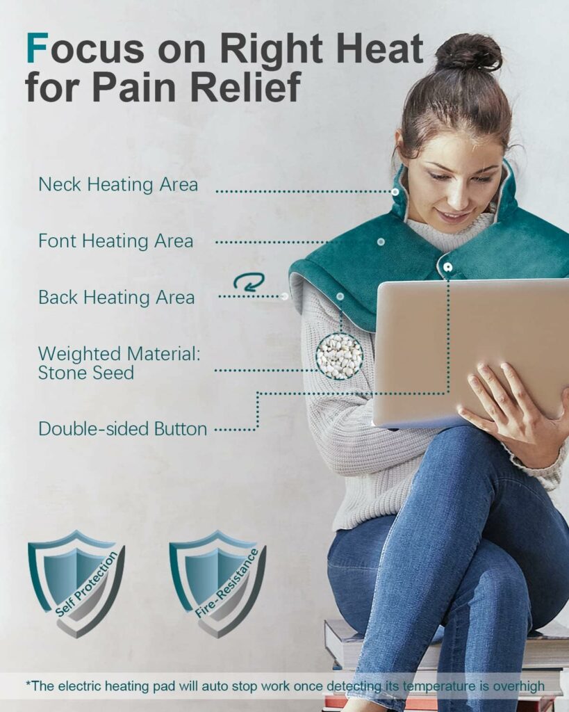 Heating Pad for Neck and Shoulder Pain Relief, Gifts for Mom Women Men Birthday Christmas, 2lb Electric Weighted Heating Pads 6 Heat Setting 2H Auto-Off Home Office 17x23inch Blue Heating Pad for Neck and Shoulder Pain Relief, Gifts for Mom Women Men Birthday Christmas, 2lb Electric Weighted Heating Pads 6 Heat Setting 2H Auto-Off Home Office 17x23inch Blue