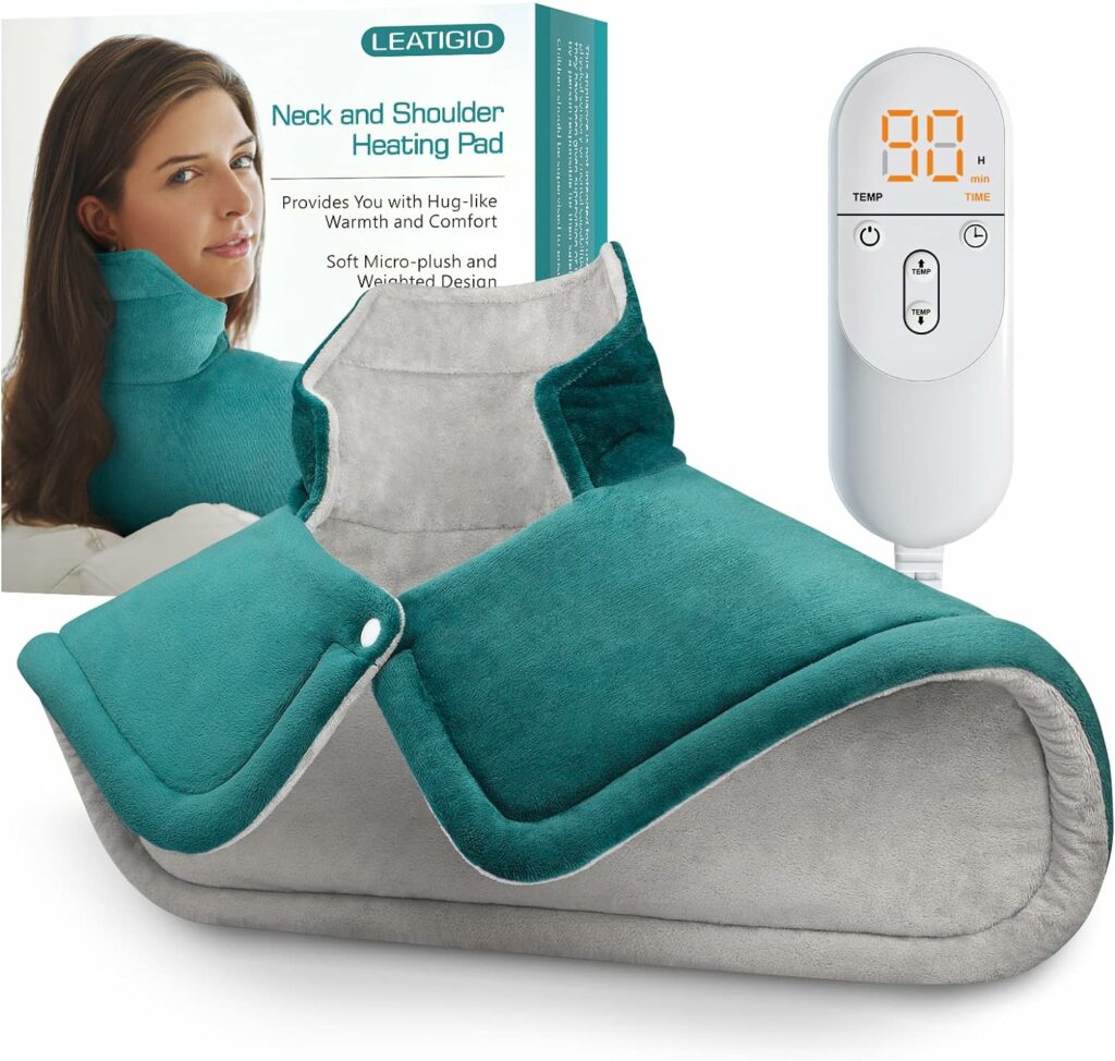 Heating Pad for Neck and Shoulder Pain Relief, Gifts for Mom Women Men Birthday Christmas, 2lb Electric Weighted Heating Pads 6 Heat Setting 2H Auto-Off Home Office 17x23inch Blue Heating Pad for Neck and Shoulder Pain Relief, Gifts for Mom Women Men Birthday Christmas, 2lb Electric Weighted Heating Pads 6 Heat Setting 2H Auto-Off Home Office 17x23inch Blue