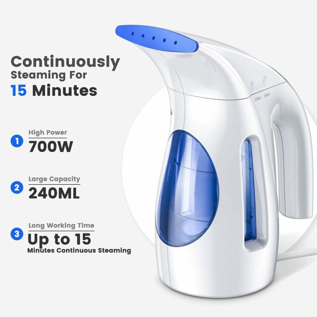 Hilife Steamer for Clothes, Portable Handheld Design, 240ml Big Capacity, 700W, Strong Penetrating Steam, Removes Wrinkle, for Home, Office and Travel Hilife Steamer for Clothes, Portable Handheld Design, 240ml Big Capacity, 700W, Strong Penetrating Steam, Removes Wrinkle, for Home, Office and Travel