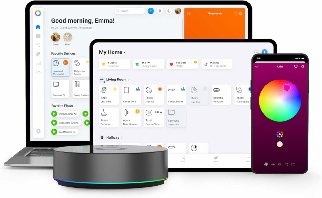 Homey Pro (Early 2023) | Smart Home Hub for Home Automation – Features Z-Wave Plus, Zigbee, Wi-Fi, BLE, Infrared, Matter  Thread. Compatible with Siri, Alexa  Google Home. Homey Pro (Early 2023) | Smart Home Hub for Home Automation – Features Z-Wave Plus, Zigbee, Wi-Fi, BLE, Infrared, Matter  Thread. Compatible with Siri, Alexa  Google Home.