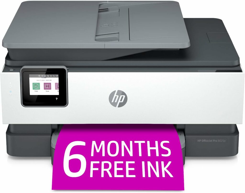 HP OfficeJet Pro 8025e Wireless Color All-in-One Printer with bonus 6 free months Instant Ink with HP+ (1K7K3A), Gray HP OfficeJet Pro 8025e Wireless Color All-in-One Printer with bonus 6 free months Instant Ink with HP+ (1K7K3A), Gray