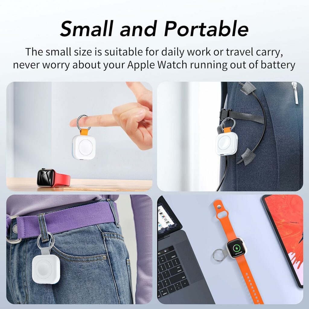 HUOTO Portable Charger for Apple Watch,Wireless Magnetic iWatch Charger 1200mAh Power Bank Travel Keychain Accessories Smart Watch Charger for Apple Watch Series 9/8/7/6/SE/5/4/3/2/1/UItra/UItra 2 HUOTO Portable Charger for Apple Watch,Wireless Magnetic iWatch Charger 1200mAh Power Bank Travel Keychain Accessories Smart Watch Charger for Apple Watch Series 9/8/7/6/SE/5/4/3/2/1/UItra/UItra 2