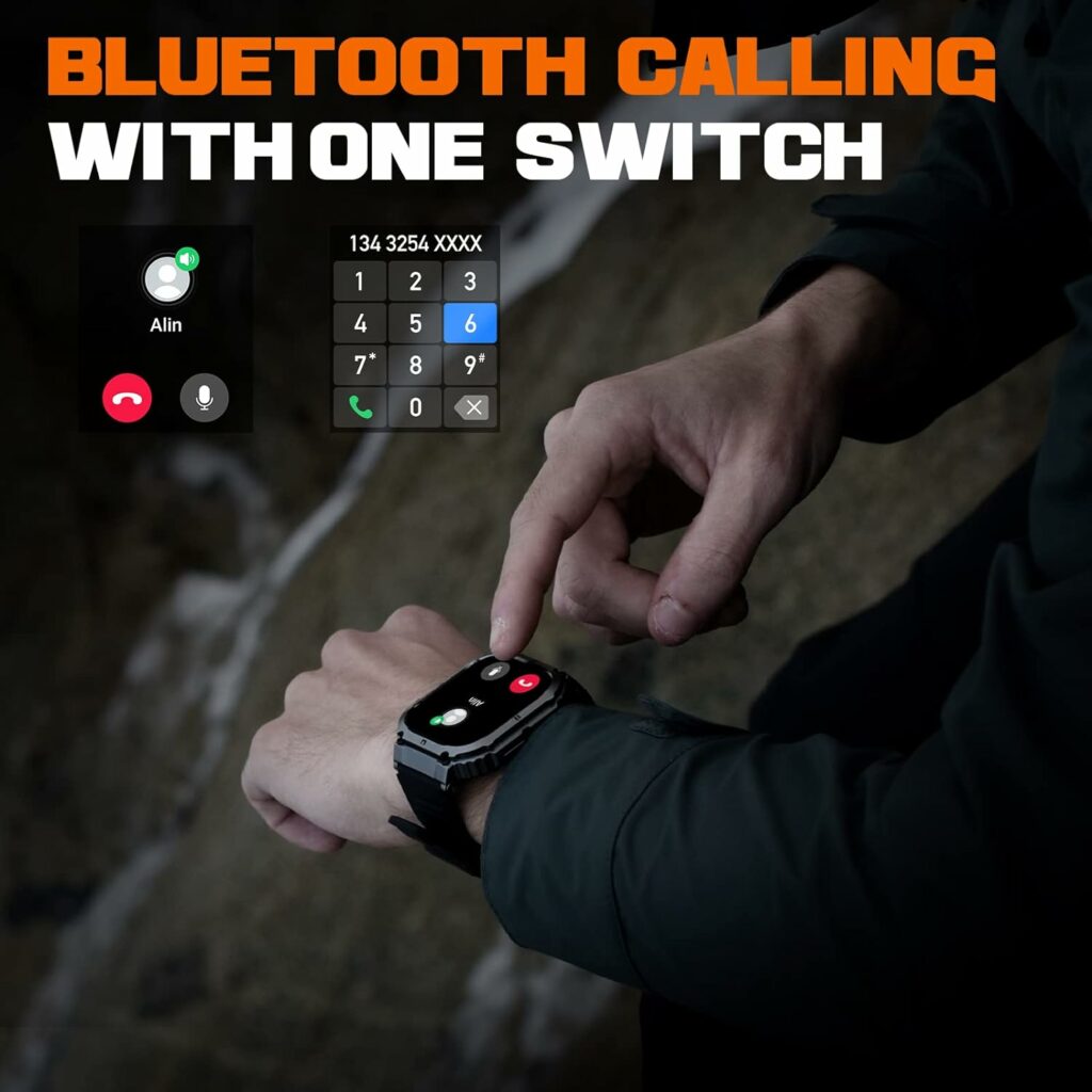 KACLUT Smart Watch,100M Waterproof Rugged Military Smartwatch with Bluetooth Call(Answer/Dial Calls) 2-inch Utral Large HD Display 70 Days Extra Long Battery Life,100+ Sports Modes Fitness Tracker KACLUT Smart Watch,100M Waterproof Rugged Military Smartwatch with Bluetooth Call(Answer/Dial Calls) 2-inch Utral Large HD Display 70 Days Extra Long Battery Life,100+ Sports Modes Fitness Tracker