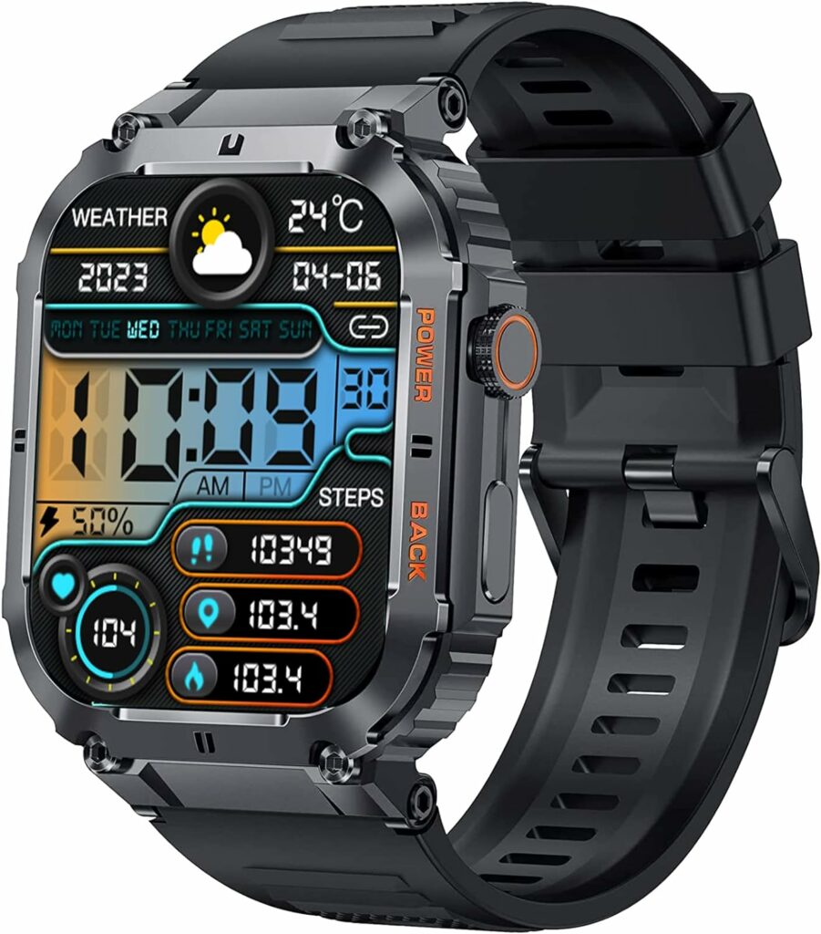 KACLUT Smart Watch,100M Waterproof Rugged Military Smartwatch with Bluetooth Call(Answer/Dial Calls) 2-inch Utral Large HD Display 70 Days Extra Long Battery Life,100+ Sports Modes Fitness Tracker KACLUT Smart Watch,100M Waterproof Rugged Military Smartwatch with Bluetooth Call(Answer/Dial Calls) 2-inch Utral Large HD Display 70 Days Extra Long Battery Life,100+ Sports Modes Fitness Tracker
