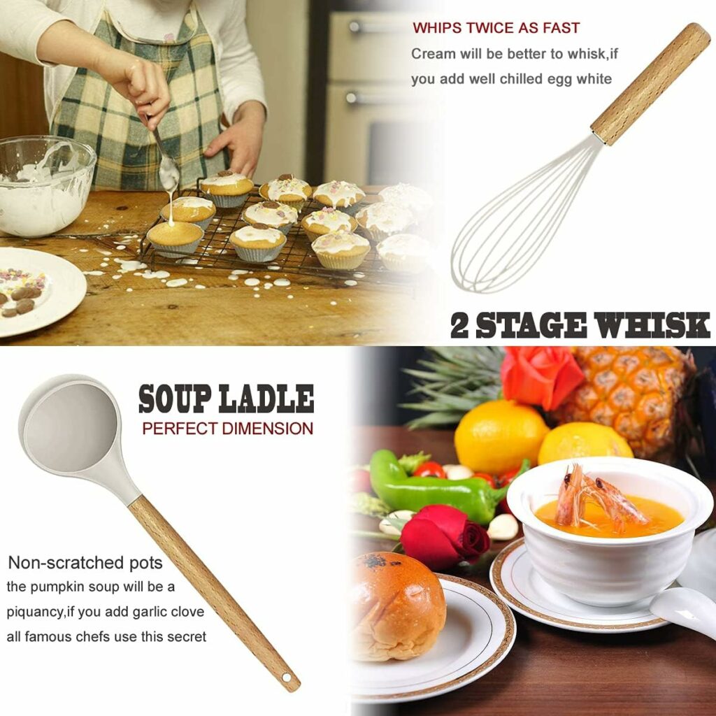 Kitchen Utensils Set- 35 PCs Cooking Utensils with Grater,Tongs, Spoon Spatula Turner Made of Heat Resistant Food Grade Silicone and Wooden Handles Kitchen Gadgets Tools Set for Nonstick Cookware Kitchen Utensils Set- 35 PCs Cooking Utensils with Grater,Tongs, Spoon Spatula Turner Made of Heat Resistant Food Grade Silicone and Wooden Handles Kitchen Gadgets Tools Set for Nonstick Cookware