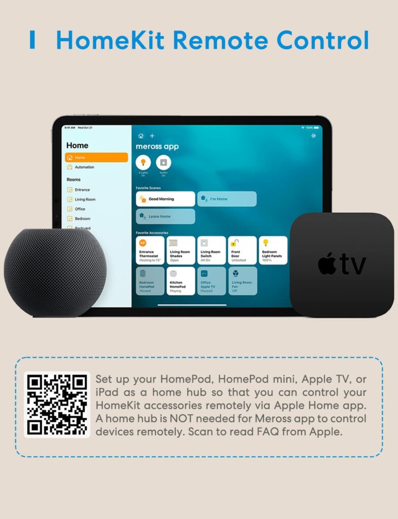 Meross Smart Plug Mini, 15A  Reliable Wi-Fi, Support Apple HomeKit, Siri, Alexa, Echo, Google Assistant and Nest Hub, App Control, Timer, No Hub Needed, 2.4G WiFi Only, 4 Pack