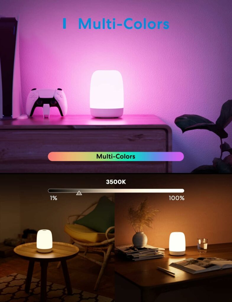 meross Smart WiFi Table Lamp, Bedside Lamp, Compatible with Apple HomeKit, Siri, Amazon Alexa and SmartThings, Tunable White and Multi-Color, Touch Control, Voice and App Control meross Smart WiFi Table Lamp, Bedside Lamp, Compatible with Apple HomeKit, Siri, Amazon Alexa and SmartThings, Tunable White and Multi-Color, Touch Control, Voice and App Control