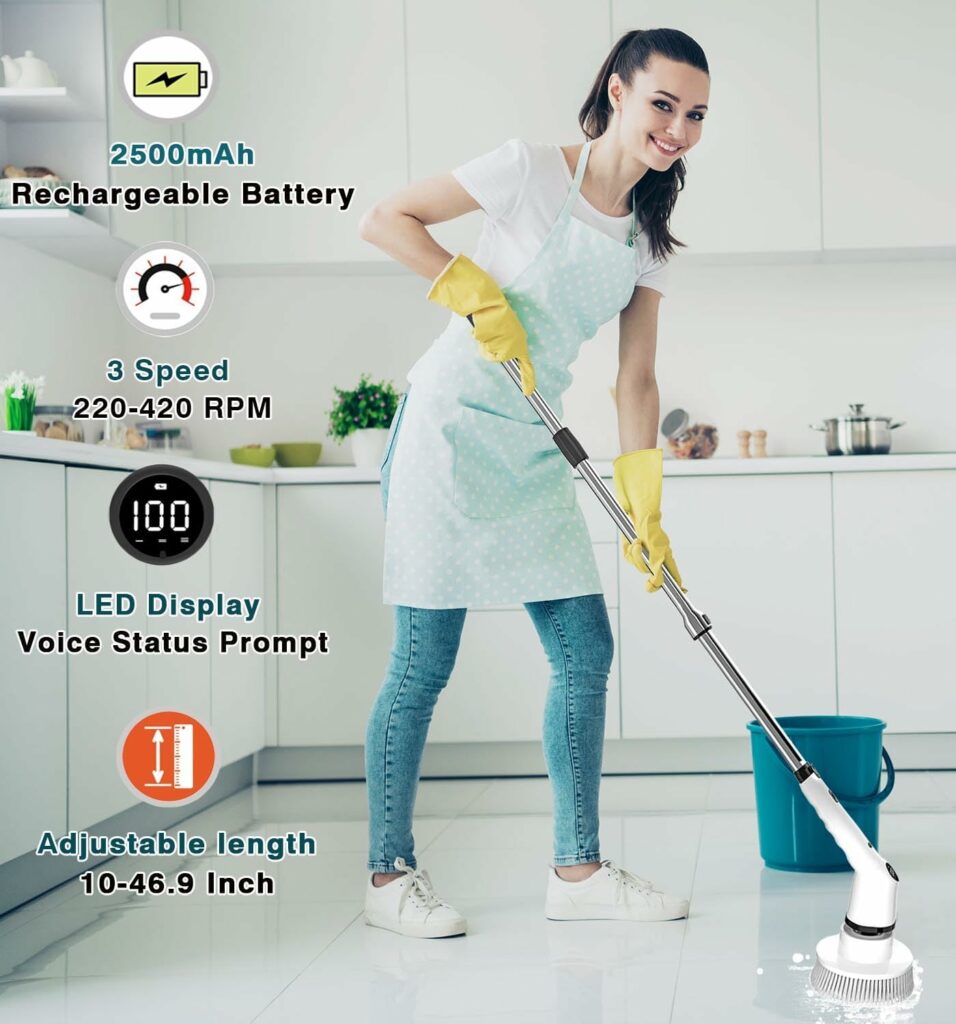 MGLSDeet Electric Spin Scrubber Rechargeable Cleaning Brush with 9 Replaceable Brush Heads, Cordless Portable Power Scrubber, Bathroom Scrubber for Cleaning Tile, Sink, Window, Floor, Car MGLSDeet Electric Spin Scrubber Rechargeable Cleaning Brush with 9 Replaceable Brush Heads, Cordless Portable Power Scrubber, Bathroom Scrubber for Cleaning Tile, Sink, Window, Floor, Car