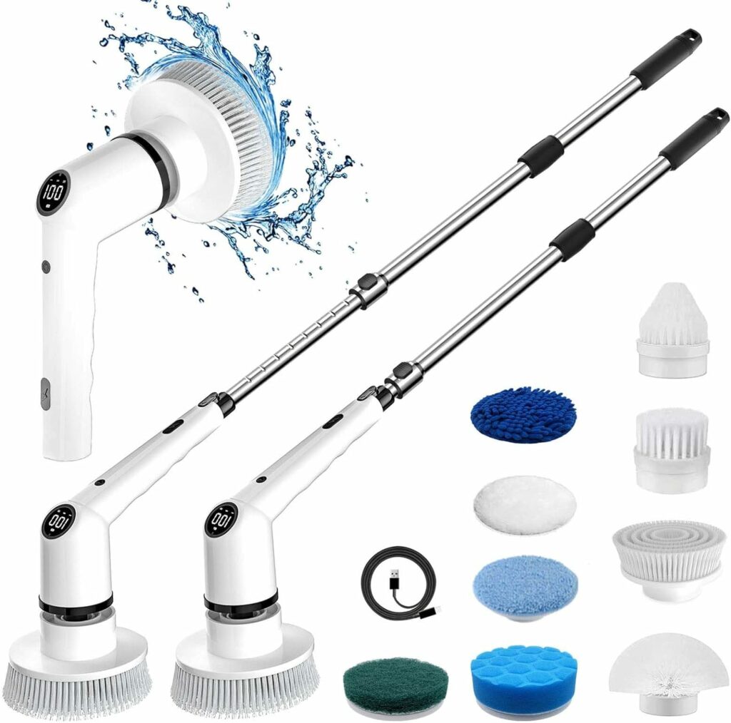 MGLSDeet Electric Spin Scrubber Rechargeable Cleaning Brush with 9 Replaceable Brush Heads, Cordless Portable Power Scrubber, Bathroom Scrubber for Cleaning Tile, Sink, Window, Floor, Car MGLSDeet Electric Spin Scrubber Rechargeable Cleaning Brush with 9 Replaceable Brush Heads, Cordless Portable Power Scrubber, Bathroom Scrubber for Cleaning Tile, Sink, Window, Floor, Car