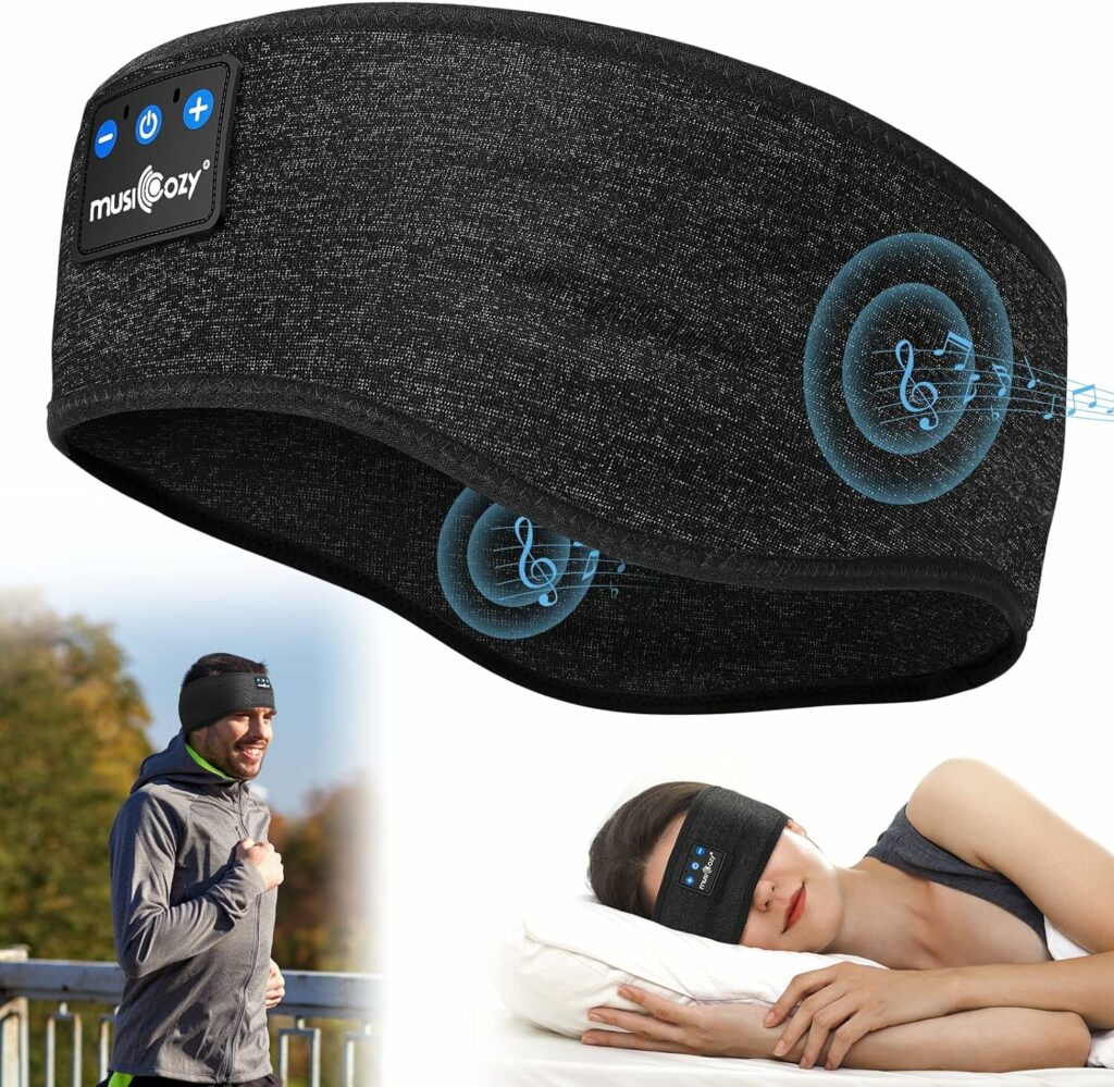 MUSICOZY Sleep Headphones Bluetooth Headband, Wireless Headband Headphones Sleeping Earbuds Ideal Christmas Unique Gifts for Men Women Girl Boys for Yoga Travel Cool Tech Gadgets