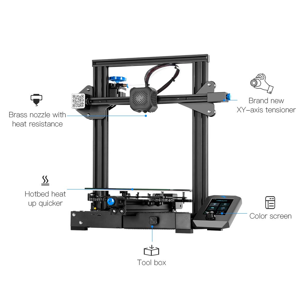 Official Creality Ender 3 V2 Upgraded 3D Printer with Silent Motherboard Branded Power Supply Carborundum Glass Platform Resume Printing Function, DIY FDM 3D Printers Build Size 8.66x8.66x9.84 inch Official Creality Ender 3 V2 Upgraded 3D Printer with Silent Motherboard Branded Power Supply Carborundum Glass Platform Resume Printing Function, DIY FDM 3D Printers Build Size 8.66x8.66x9.84 inch