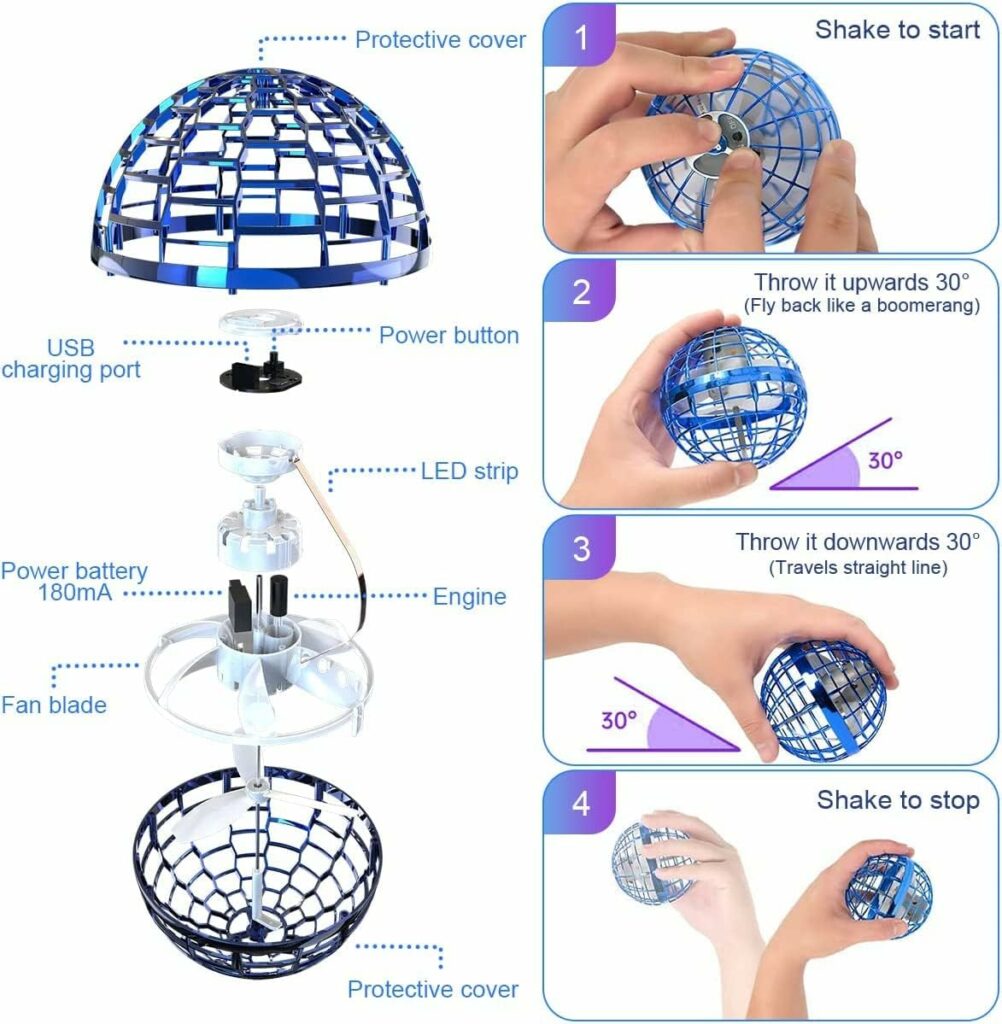 OSTRIDE Flying Orb Ball Toy for Kids,Flying Spinner Ball Toy,Flying Magic Ball, Hand Controlled Boomerang Hover Ball, Christmas Birthday Cool Toys Gifts for 6 7 8 9 10+ Year Boys Girls Teens OSTRIDE Flying Orb Ball Toy for Kids,Flying Spinner Ball Toy,Flying Magic Ball, Hand Controlled Boomerang Hover Ball, Christmas Birthday Cool Toys Gifts for 6 7 8 9 10+ Year Boys Girls Teens