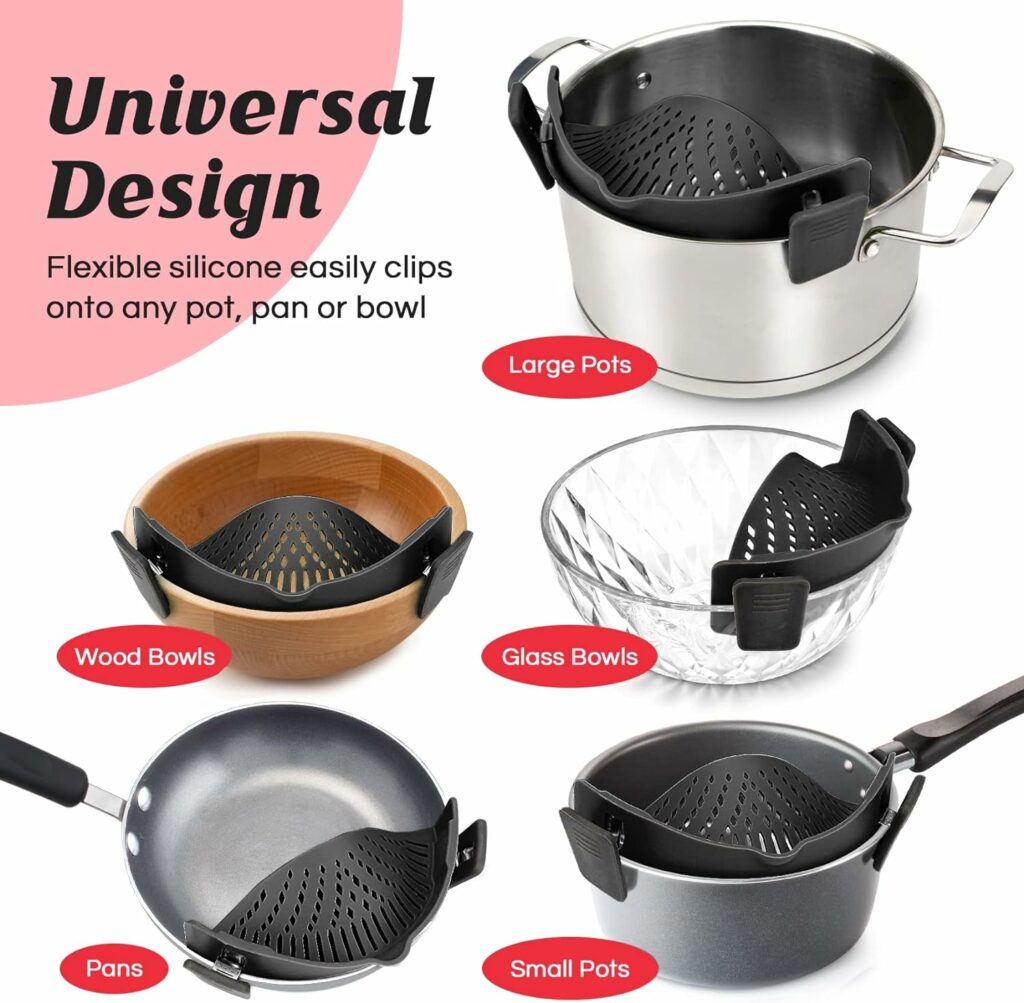 Pasta Strainer, Pot Strainer Clip on Silicone – Adjustable Clip on Strainer for Pots, Strainers and Colanders, Silicone Strainer, Food Strainer, Pasta Drainer, Colander (Green) By Stoto Pasta Strainer, Pot Strainer Clip on Silicone – Adjustable Clip on Strainer for Pots, Strainers and Colanders, Silicone Strainer, Food Strainer, Pasta Drainer, Colander (Green) By Stoto