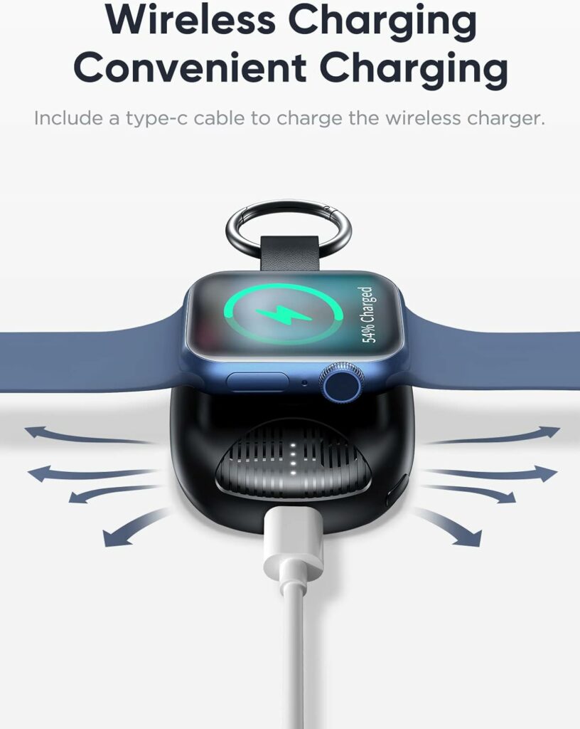 Portable Charger for Apple Watch, 1000mAh Magnetic Keychain Wireless Power Bank Watch Charger for iWatch with 4 LED Indicators, Apple Watch Accessories Compatible for All Apple Watch Series Portable Charger for Apple Watch, 1000mAh Magnetic Keychain Wireless Power Bank Watch Charger for iWatch with 4 LED Indicators, Apple Watch Accessories Compatible for All Apple Watch Series