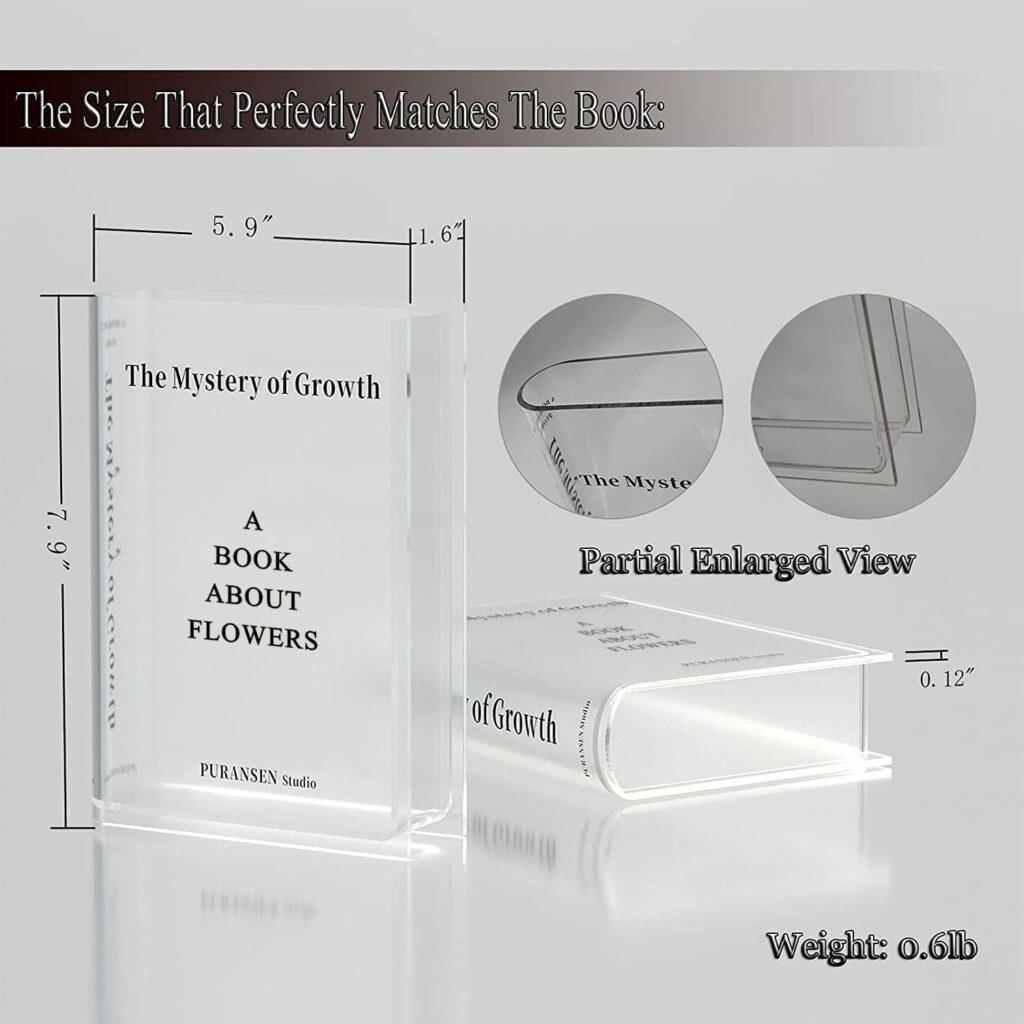 Puransen Book Vase for Flowers, Acrylic Clear Book Flower Vase, A Book About Flowers Vase, Unique Home/Bedroom/Office Accent Flowers Vase Decor(Clear - B) Puransen Book Vase for Flowers, Acrylic Clear Book Flower Vase, A Book About Flowers Vase, Unique Home/Bedroom/Office Accent Flowers Vase Decor(Clear - B)