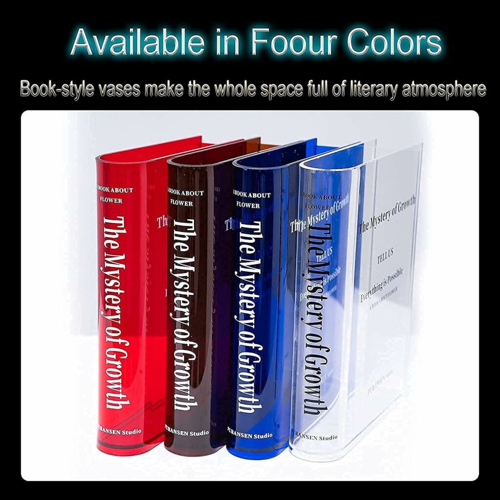 Puransen Book Vase for Flowers, Acrylic Clear Book Flower Vase, A Book About Flowers Vase, Unique Home/Bedroom/Office Accent Flowers Vase Decor(Clear - B) Puransen Book Vase for Flowers, Acrylic Clear Book Flower Vase, A Book About Flowers Vase, Unique Home/Bedroom/Office Accent Flowers Vase Decor(Clear - B)