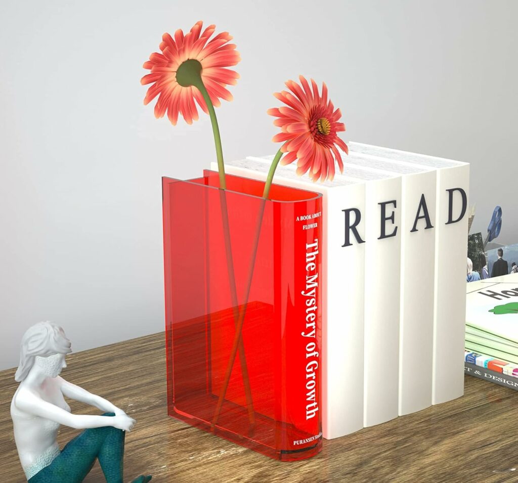 Puransen Book Vase for Flowers, Acrylic Clear Book Flower Vase, A Book About Flowers Vase, Unique Home/Bedroom/Office Accent Flowers Vase Decor(Clear - B) Puransen Book Vase for Flowers, Acrylic Clear Book Flower Vase, A Book About Flowers Vase, Unique Home/Bedroom/Office Accent Flowers Vase Decor(Clear - B)
