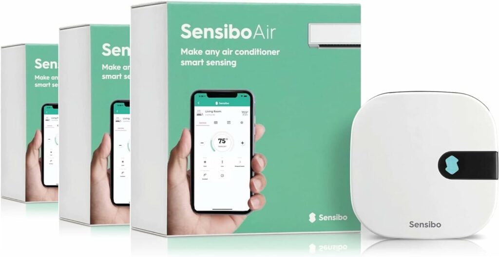 Sensibo Air 3 Pack - Smart Air Conditioner Controllers. Apple HomeKit Certified. 60-Seconds Installation. Maintains Comfort and Energy Saving Features. Compatible with Google, Alexa, Apple HomeKit Sensibo Air 3 Pack - Smart Air Conditioner Controllers. Apple HomeKit Certified. 60-Seconds Installation. Maintains Comfort and Energy Saving Features. Compatible with Google, Alexa, Apple HomeKit