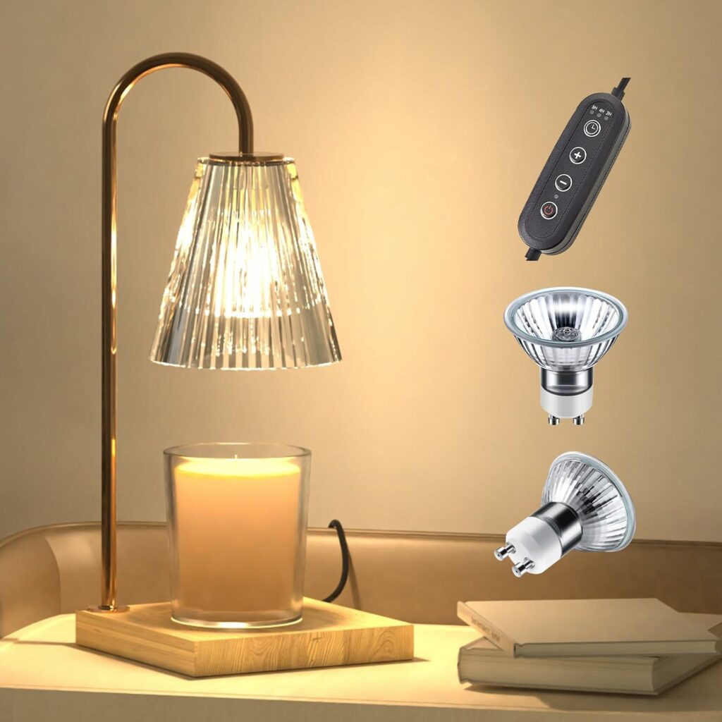 SESIIduo Candle Warmer Lamp, Timer  Dimmable for Jar Candles, Melter Electric Scented Candle Electric Melter Light with 2 Bulbs, Home Decor and Gift for Mother, Her, Wedding-Glass Wood SESIIduo Candle Warmer Lamp, Timer  Dimmable for Jar Candles, Melter Electric Scented Candle Electric Melter Light with 2 Bulbs, Home Decor and Gift for Mother, Her, Wedding-Glass Wood