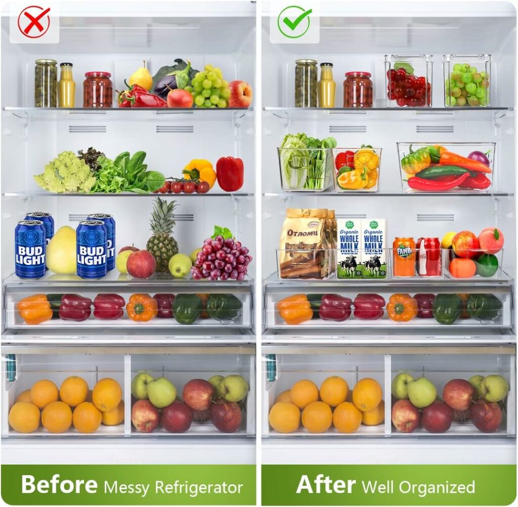 Set Of 10 Refrigerator Pantry Organizer Bins, Clear Plastic Food Storage Bins for Kitchen, Countertops, Cabinets, Fridge, Freezer, Bedrooms, Bathrooms, Storage Containers Set Of 10 Refrigerator Pantry Organizer Bins, Clear Plastic Food Storage Bins for Kitchen, Countertops, Cabinets, Fridge, Freezer, Bedrooms, Bathrooms, Storage Containers