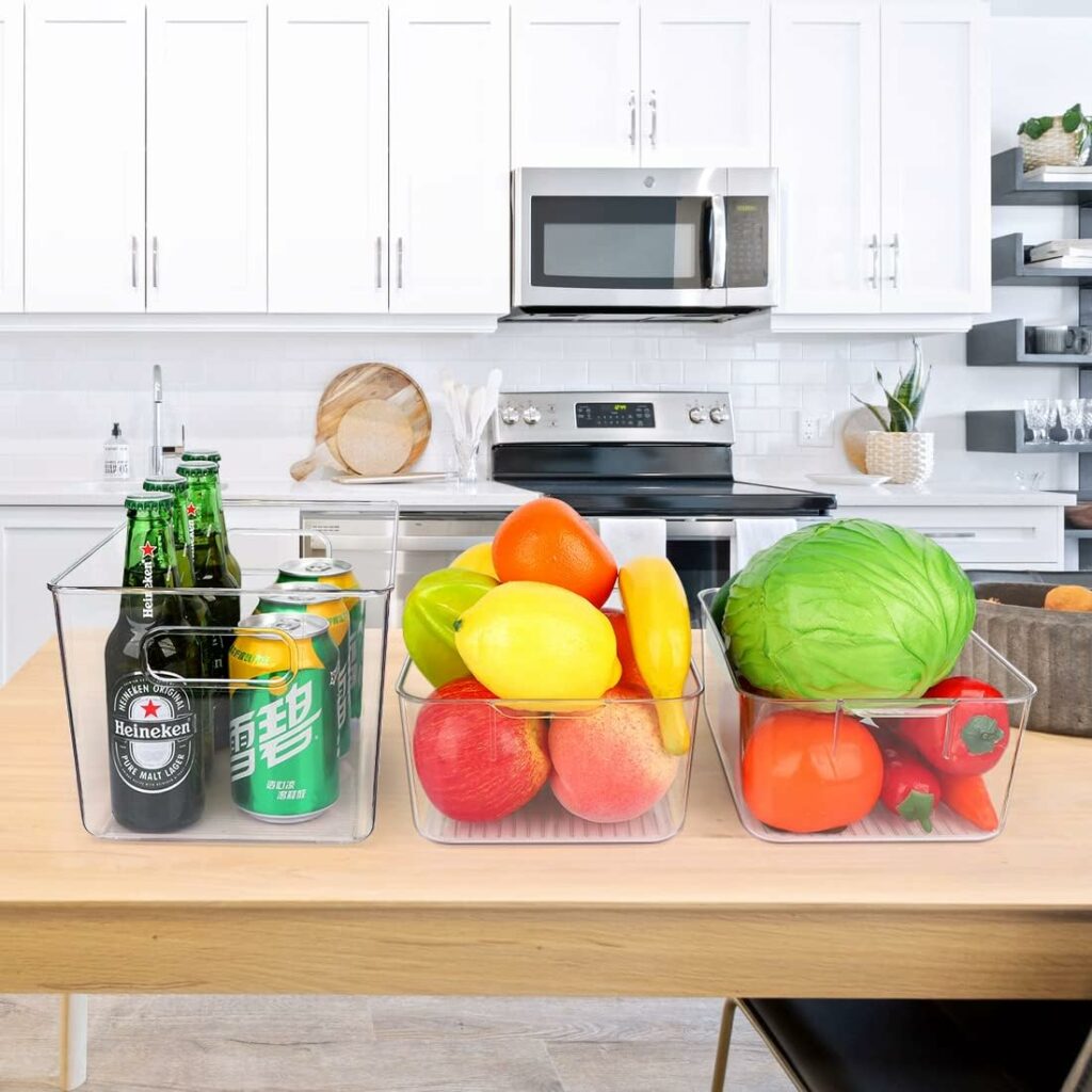 Set Of 10 Refrigerator Pantry Organizer Bins, Clear Plastic Food Storage Bins for Kitchen, Countertops, Cabinets, Fridge, Freezer, Bedrooms, Bathrooms, Storage Containers Set Of 10 Refrigerator Pantry Organizer Bins, Clear Plastic Food Storage Bins for Kitchen, Countertops, Cabinets, Fridge, Freezer, Bedrooms, Bathrooms, Storage Containers
