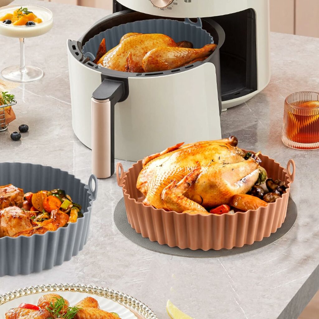 Silicone Air Fryer Basket Liners Square - 2Pcs Reusable Air Fryer Silicone Pots for Food Safe Air fryers Oven Accessories(8.1 Inch) Silicone Air Fryer Basket Liners Square - 2Pcs Reusable Air Fryer Silicone Pots for Food Safe Air fryers Oven Accessories(8.1 Inch)