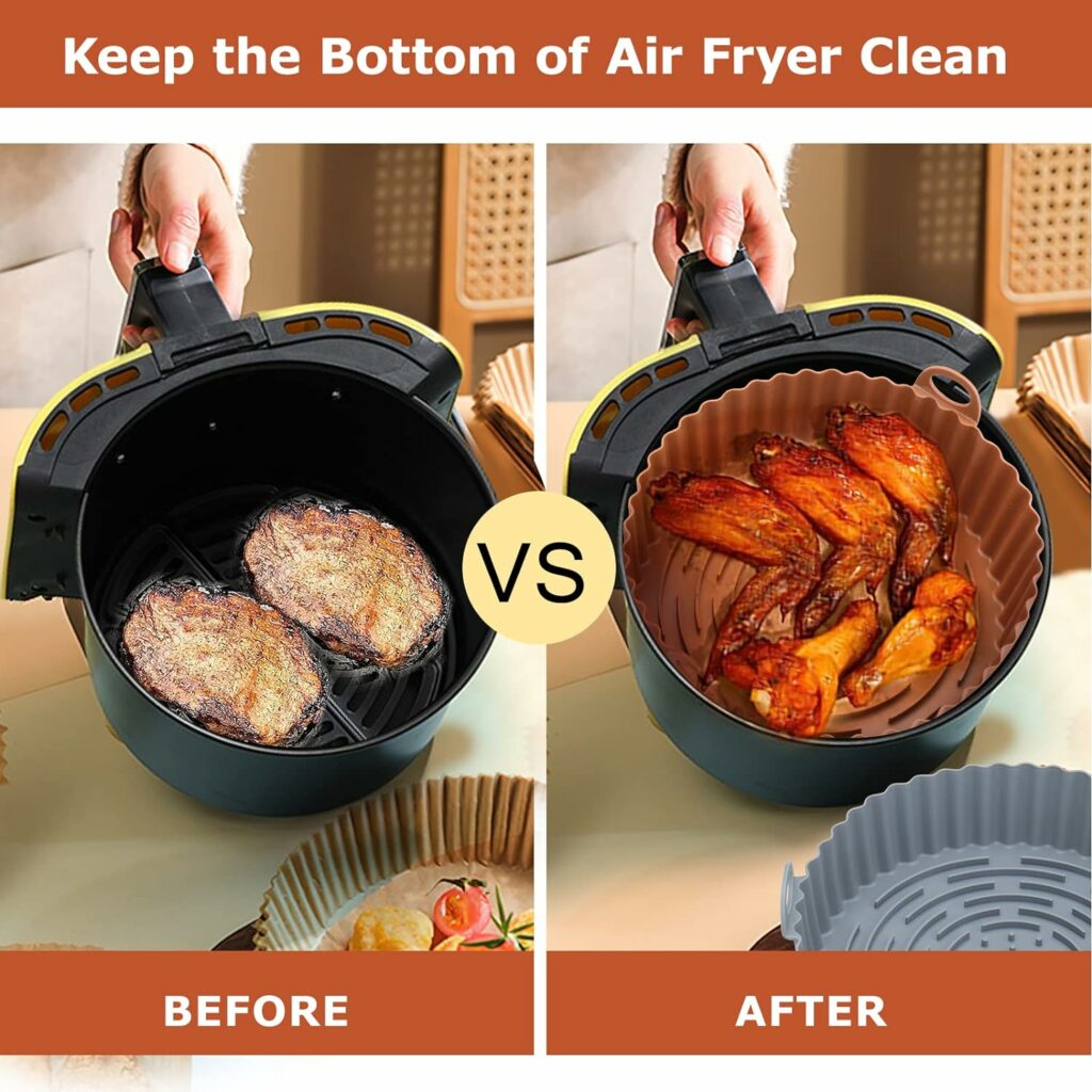 Silicone Air Fryer Basket Liners Square - 2Pcs Reusable Air Fryer Silicone Pots for Food Safe Air fryers Oven Accessories(8.1 Inch) Silicone Air Fryer Basket Liners Square - 2Pcs Reusable Air Fryer Silicone Pots for Food Safe Air fryers Oven Accessories(8.1 Inch)