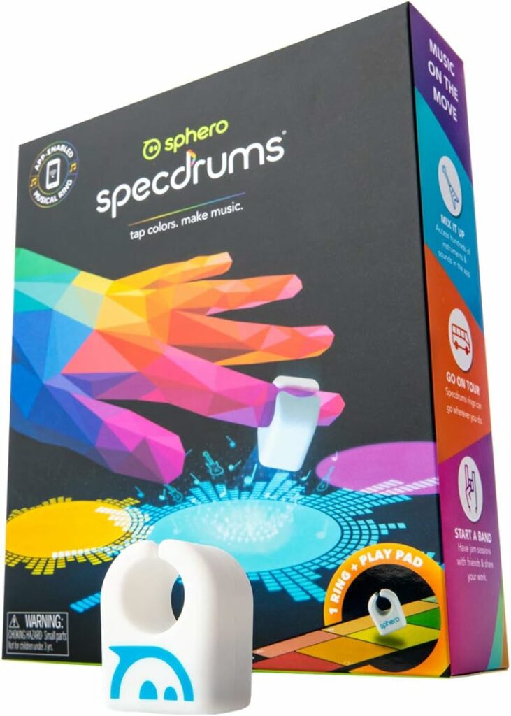 Sphero Specdrums (1 Ring) App-Enabled Musical Ring with Play Pad Included - Create Sounds, Loops, Beats for Musicians of Any Skill Level - STEAM Educational Music Toy for Kids, White Sphero Specdrums (1 Ring) App-Enabled Musical Ring with Play Pad Included - Create Sounds, Loops, Beats for Musicians of Any Skill Level - STEAM Educational Music Toy for Kids, White