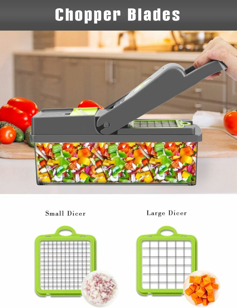SPLMIFA Vegetable Chopper - Adjustable Vegetable Slicer - Kitchen Gift Gadget Slicer for Salad Potatoes Carrots Garlic with Container Onion Chopper with Container - Professional Food Chopper 12 in 1: Home  Kitchen SPLMIFA Vegetable Chopper - Adjustable Vegetable Slicer - Kitchen Gift Gadget Slicer for Salad Potatoes Carrots Garlic with Container Onion Chopper with Container - Professional Food Chopper 12 in 1: Home  Kitchen