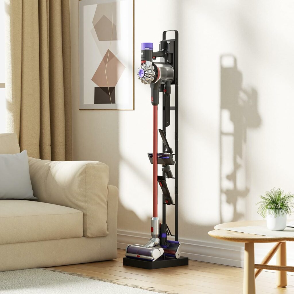 SZXIMU Vacuum Stand for Dyson V15 V12 V11 V10 V8 V7 V6, Handheld Cordless Vacuum Stand for Dyson, Stable Metal Storage Bracket Stand Holder, Cordless Vacuum Cleaners  Accessories