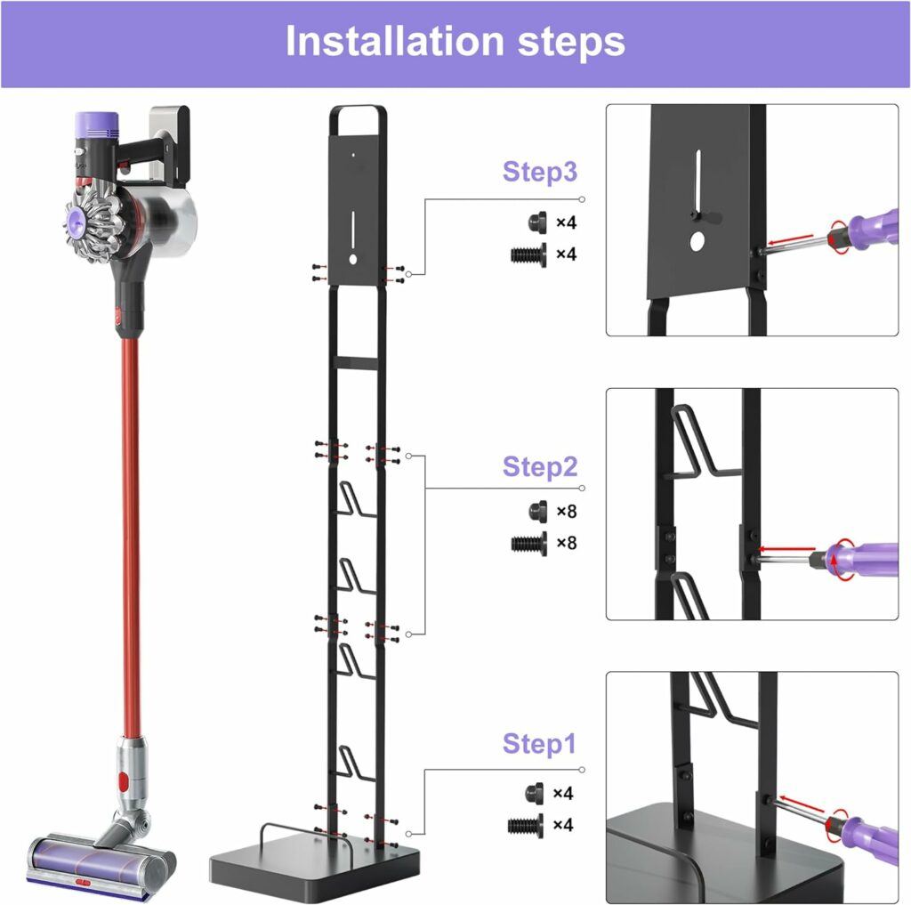 SZXIMU Vacuum Stand for Dyson V15 V12 V11 V10 V8 V7 V6, Handheld Cordless Vacuum Stand for Dyson, Stable Metal Storage Bracket Stand Holder, Cordless Vacuum Cleaners  Accessories