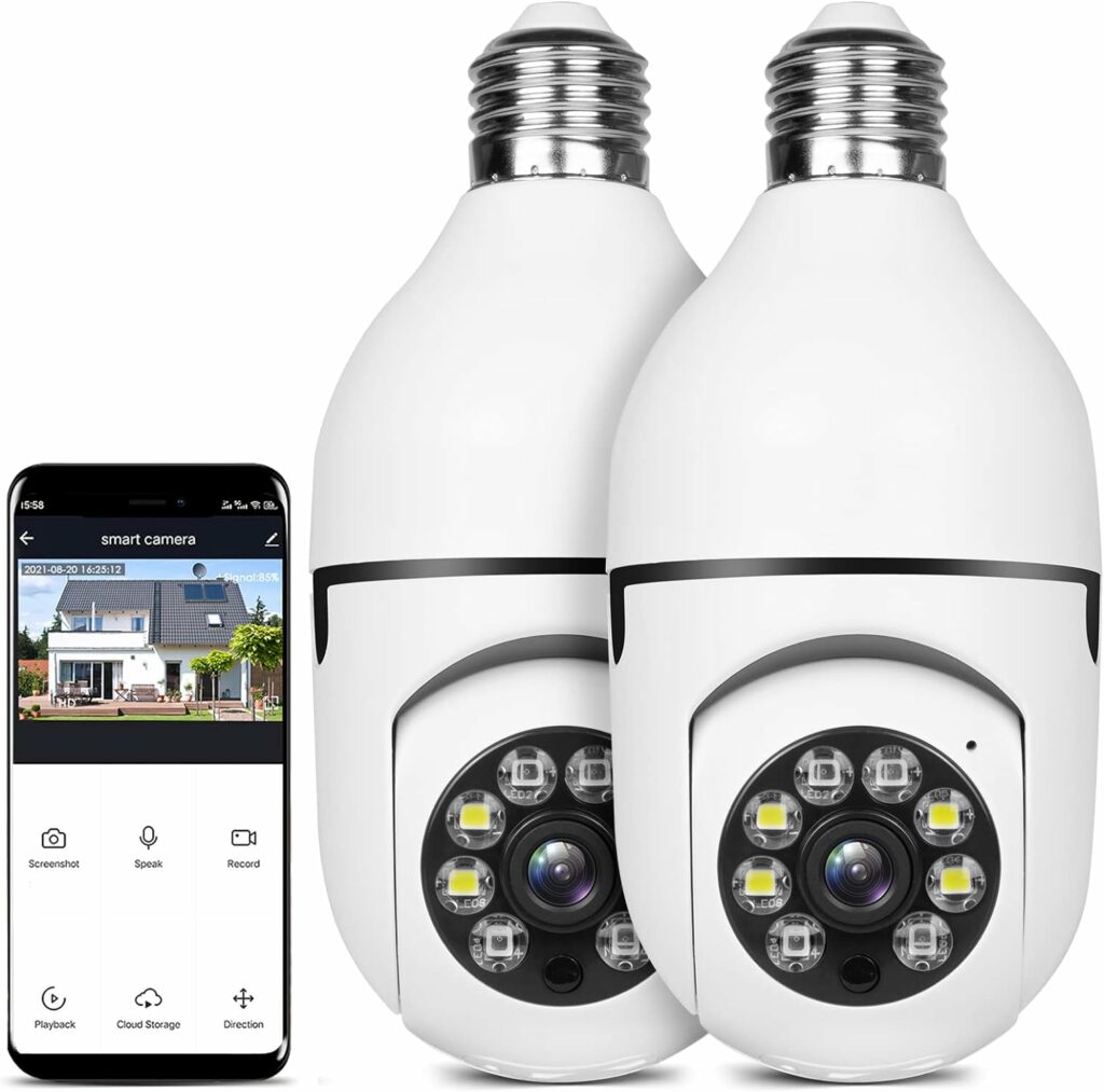 UPULTRA Security Camera 2packs 1080P Wireless WiFi Outdoor Home IP Camera E27 360 Degree Panoramic,Motion Detection and Alarm,Two-Way Audio,Night Vision UPULTRA Security Camera 2packs 1080P Wireless WiFi Outdoor Home IP Camera E27 360 Degree Panoramic,Motion Detection and Alarm,Two-Way Audio,Night Vision