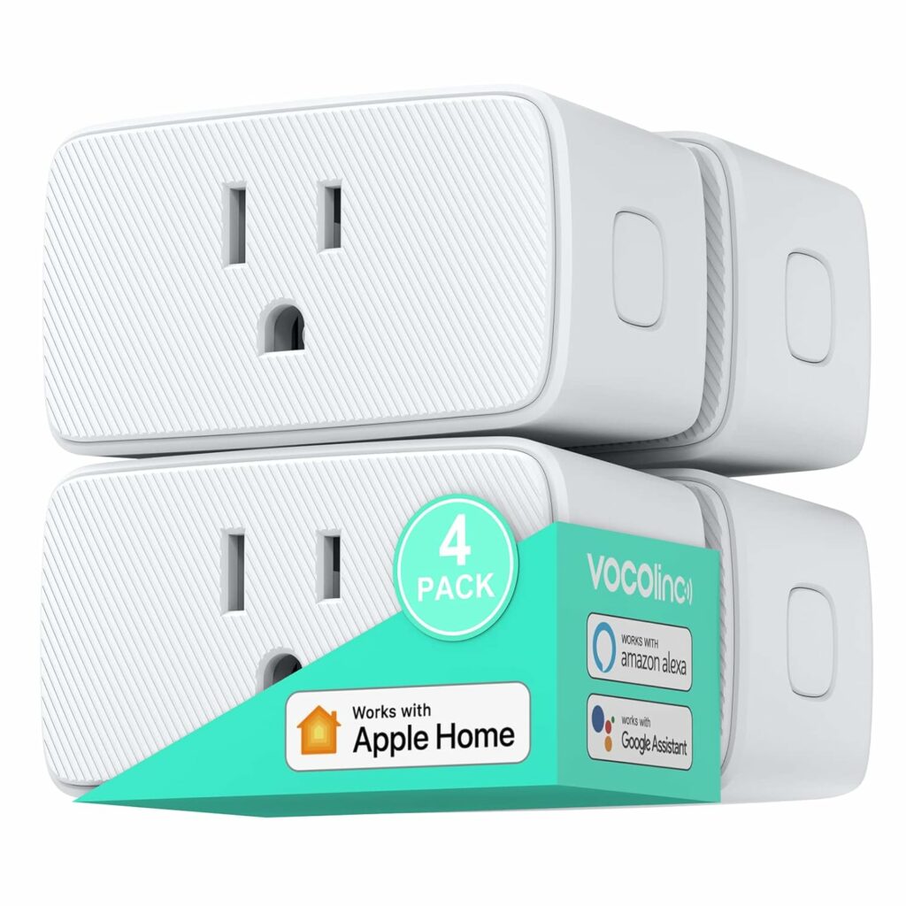 VOCOlinc Homekit Smart Plug Works with Alexa, Apple Home, Google Assistant, WiFi Smart Plug That Work with Alexa, Electrical Timer Outlet Support Siri, No Hub Required, 15A, 2.4GHz, 110~120V (4 pcak) VOCOlinc Homekit Smart Plug Works with Alexa, Apple Home, Google Assistant, WiFi Smart Plug That Work with Alexa, Electrical Timer Outlet Support Siri, No Hub Required, 15A, 2.4GHz, 110~120V (4 pcak)