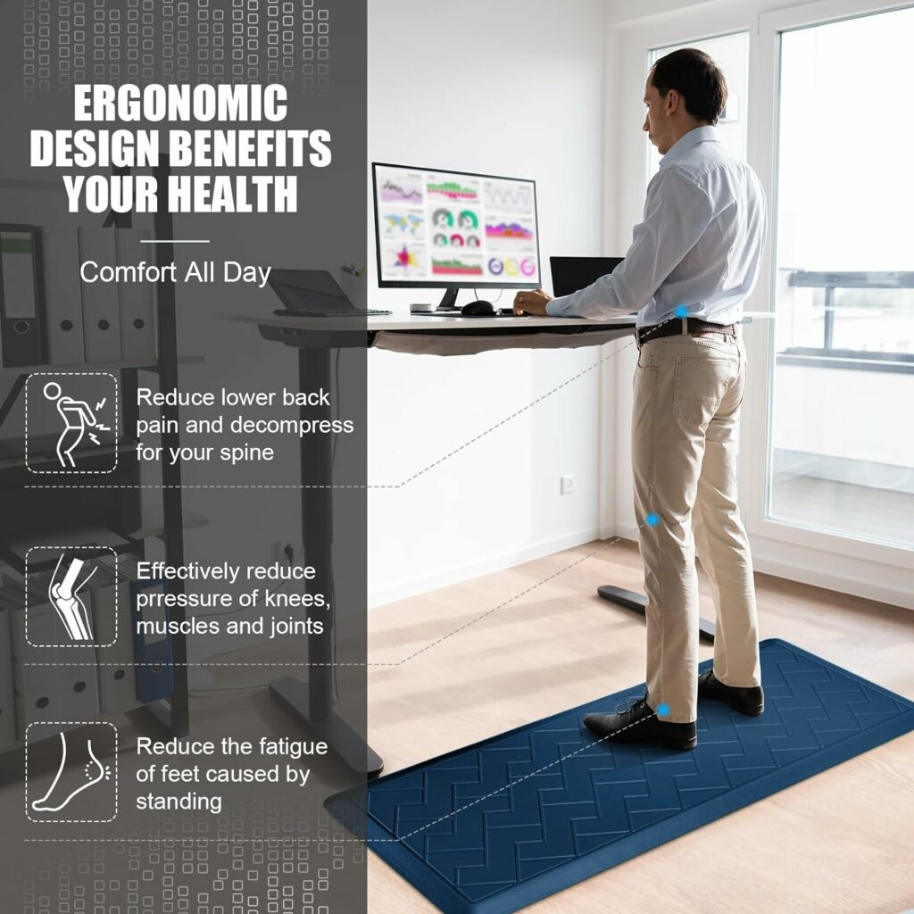 WEZVIX Non-Skid Kitchen Rugs and Mats Waterproof, Anti Fatigue Mat 2 PCS, 1/2 Inch Thick Floor Mat, Ergonomic Comfort Foam Standing for Floor, Office, Sink, Laundry - Grey WEZVIX Non-Skid Kitchen Rugs and Mats Waterproof, Anti Fatigue Mat 2 PCS, 1/2 Inch Thick Floor Mat, Ergonomic Comfort Foam Standing for Floor, Office, Sink, Laundry - Grey