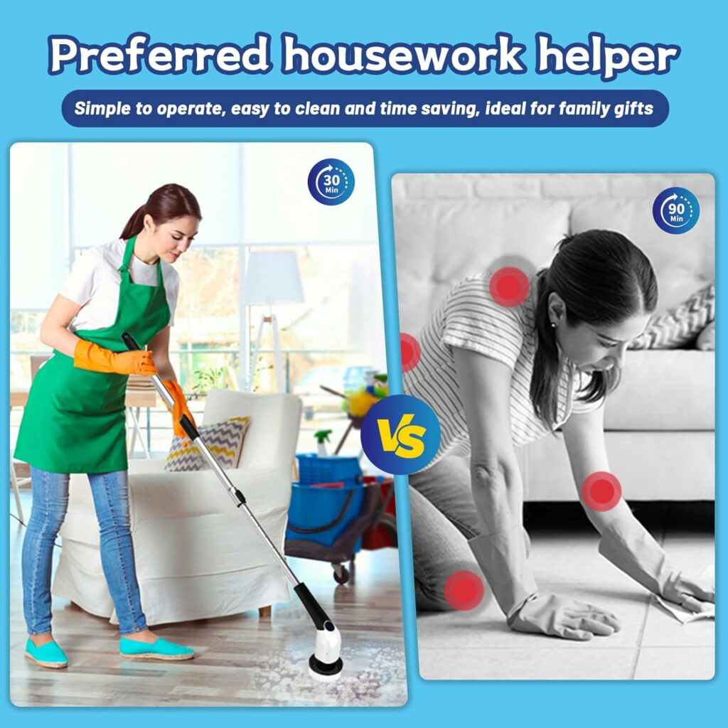 YKYI Electric Spin Scrubber,Cordless Cleaning Brush,Shower Cleaning Brush with 8 Replaceable Brush Heads, Power Scrubber 3 Adjustable Speeds,Adjustable  Detachable Long Handle,Voice Broadcast YKYI Electric Spin Scrubber,Cordless Cleaning Brush,Shower Cleaning Brush with 8 Replaceable Brush Heads, Power Scrubber 3 Adjustable Speeds,Adjustable  Detachable Long Handle,Voice Broadcast